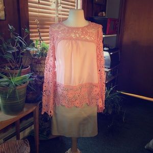 Lztlylzt pink chiffon and lace top!🌸👚